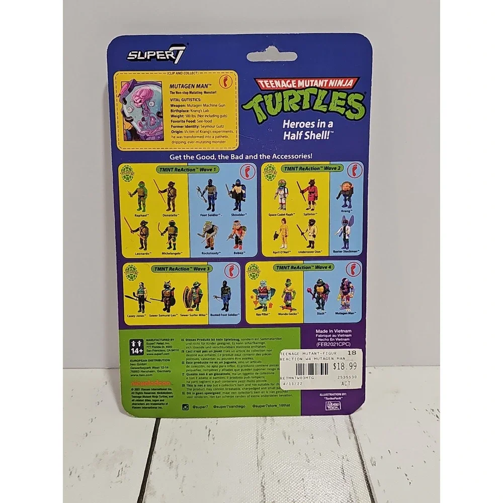Reaction Super7 Teenage Mutant Ninja Turtles Mutagen Man 3.75 Figure